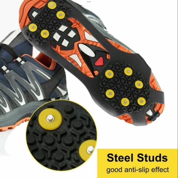 Ice Snow Grips Anti Slip On Over shoe Boot Studs Crampons Cleats Spikes Grippers - Picture 1 of 5